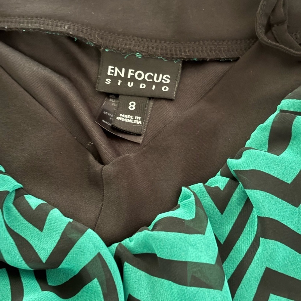 Enfocus Studio Black and Teal Chevron Jumpsuit - Picture 5 of 5
